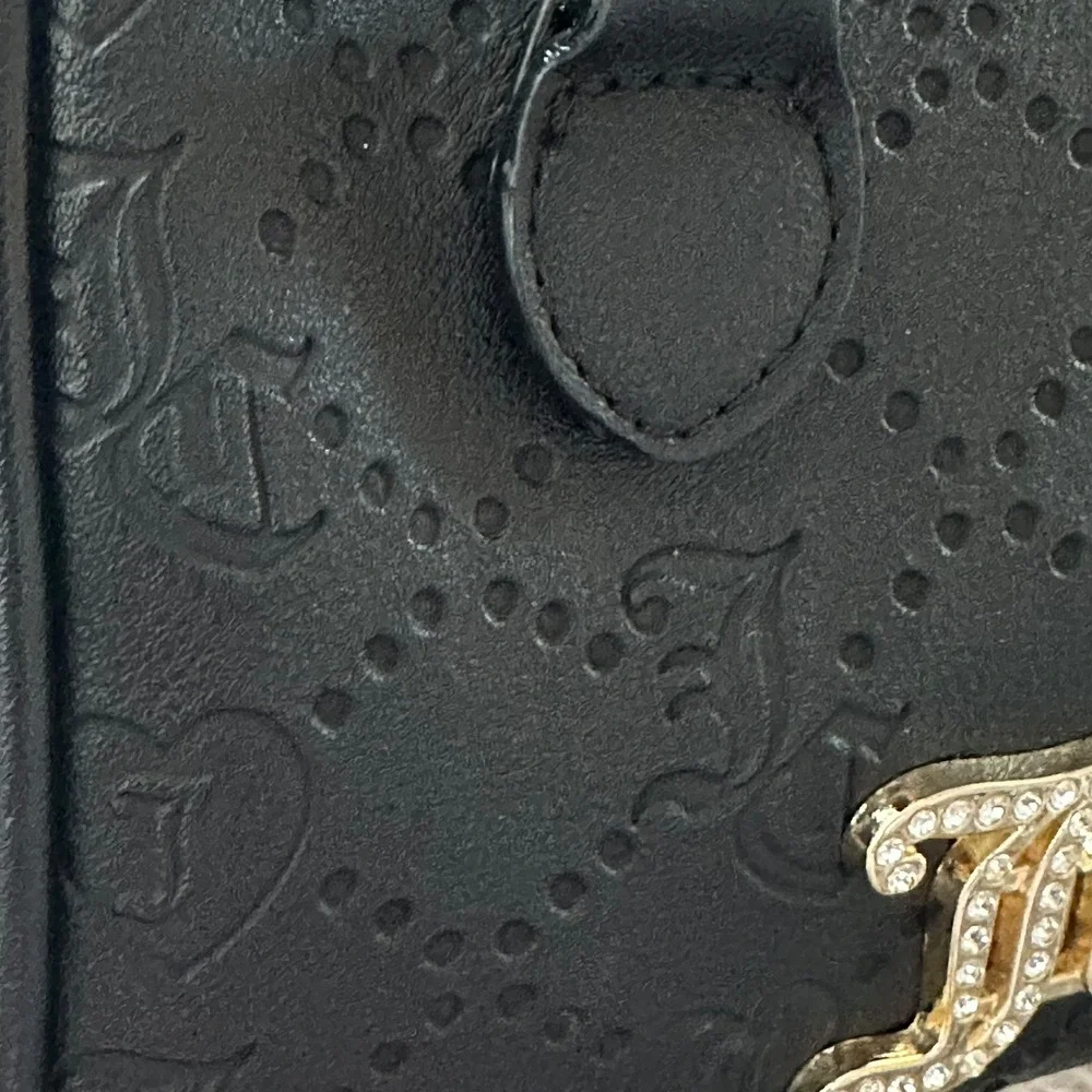 Juicy Couture Satchel Women OS Black Rhinestone Logo Monogram Y2K Crossbody Bag